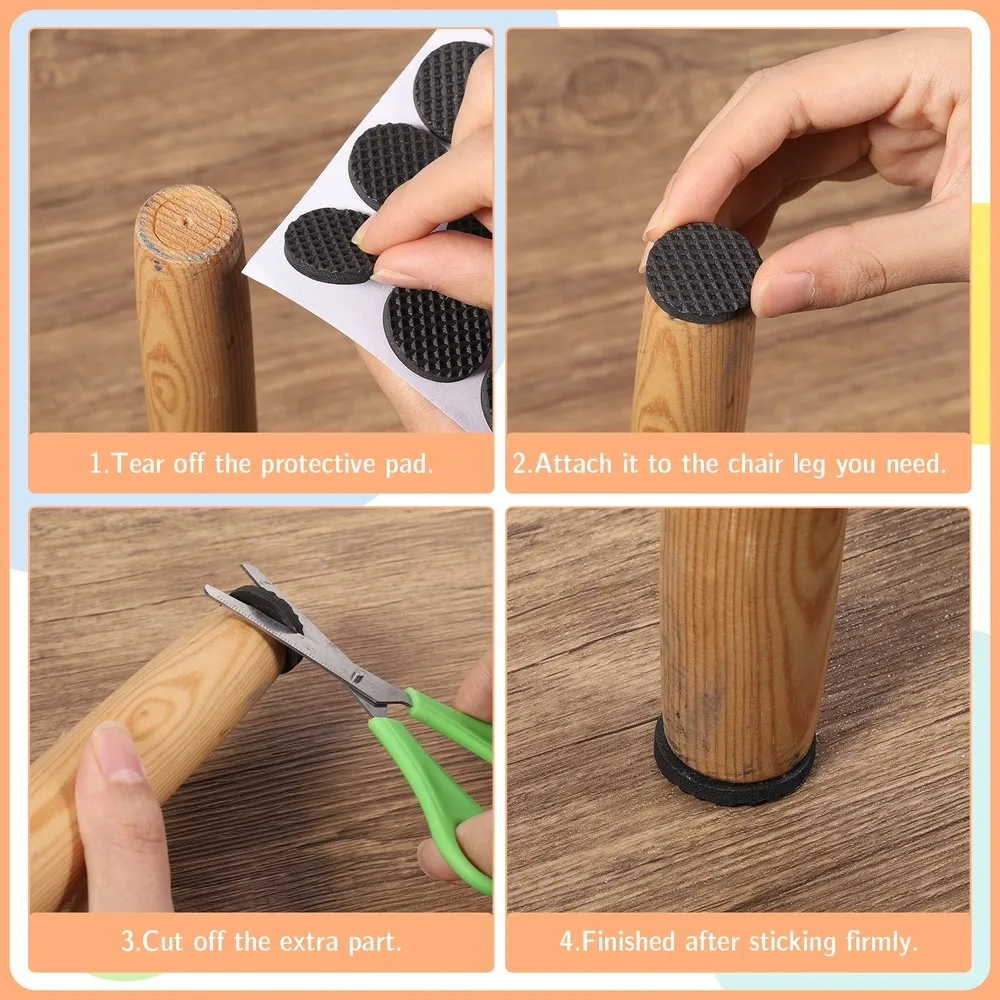 48pcs/set Non Slip Furniture Pads, Furniture Grippers Chair Leg Pads, Self Adhesive Chair Feet Anti Scratches Furniture Pads