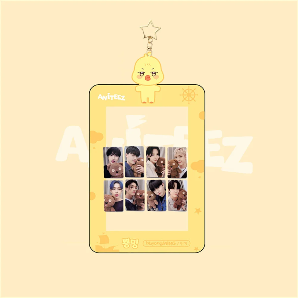 KPOP ATEEZ ANITEEZ Cartoon Acrylic Card Holder Pendant Jongho Seonghwa Yunho Photocards Bus ID Card Protective Cover Fans Gifts