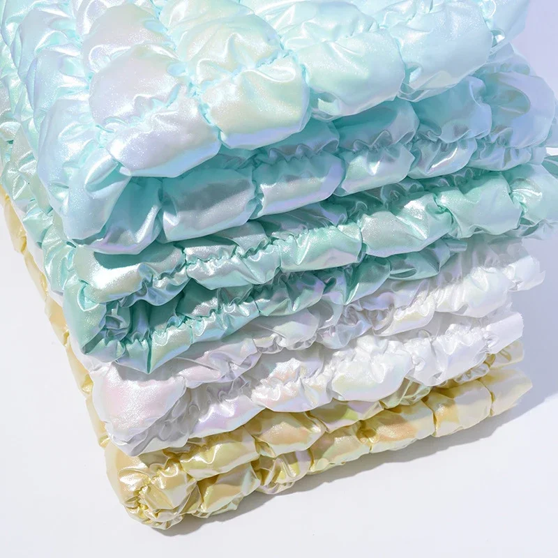 Picture 3: 100cm Waterproof 3D Bubble Quilted Puff PU Fabric Cotton Padded Embossed Plaid For DIY Coat Jacket Bag Car Upholstery Material