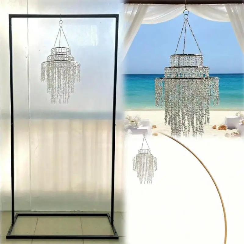 

Artificial Flower Sign Banner Balloons Arch Rack Crystal Hanging Bracket Metal Frame For Outdoor Wedding Stage Table Walkway2PCS