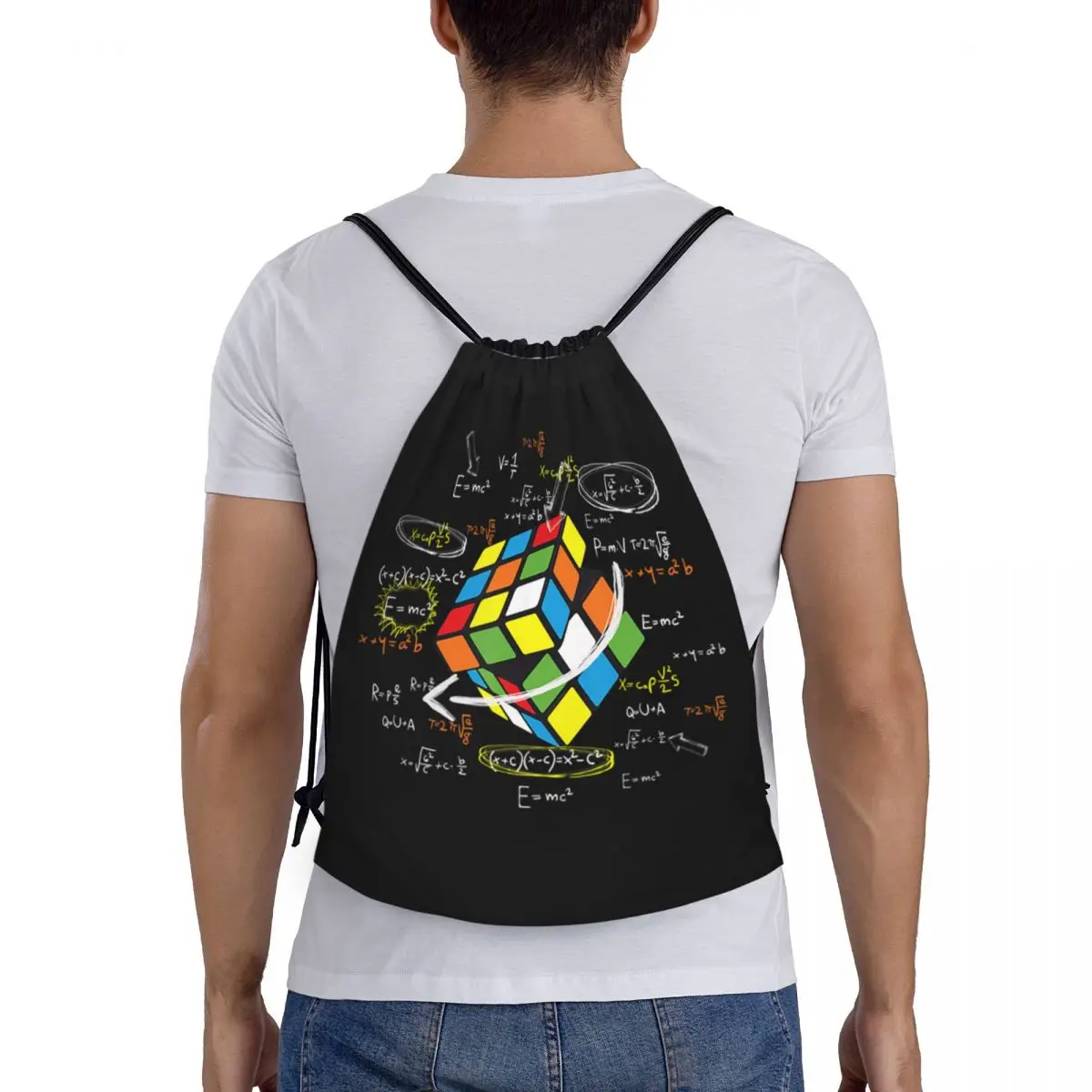 Cool Math Rubix Rubik Player Cube mochila con cordón para hombre y mujer, mochila plegable para deportes, gimnasio, amantes de las matemáticas