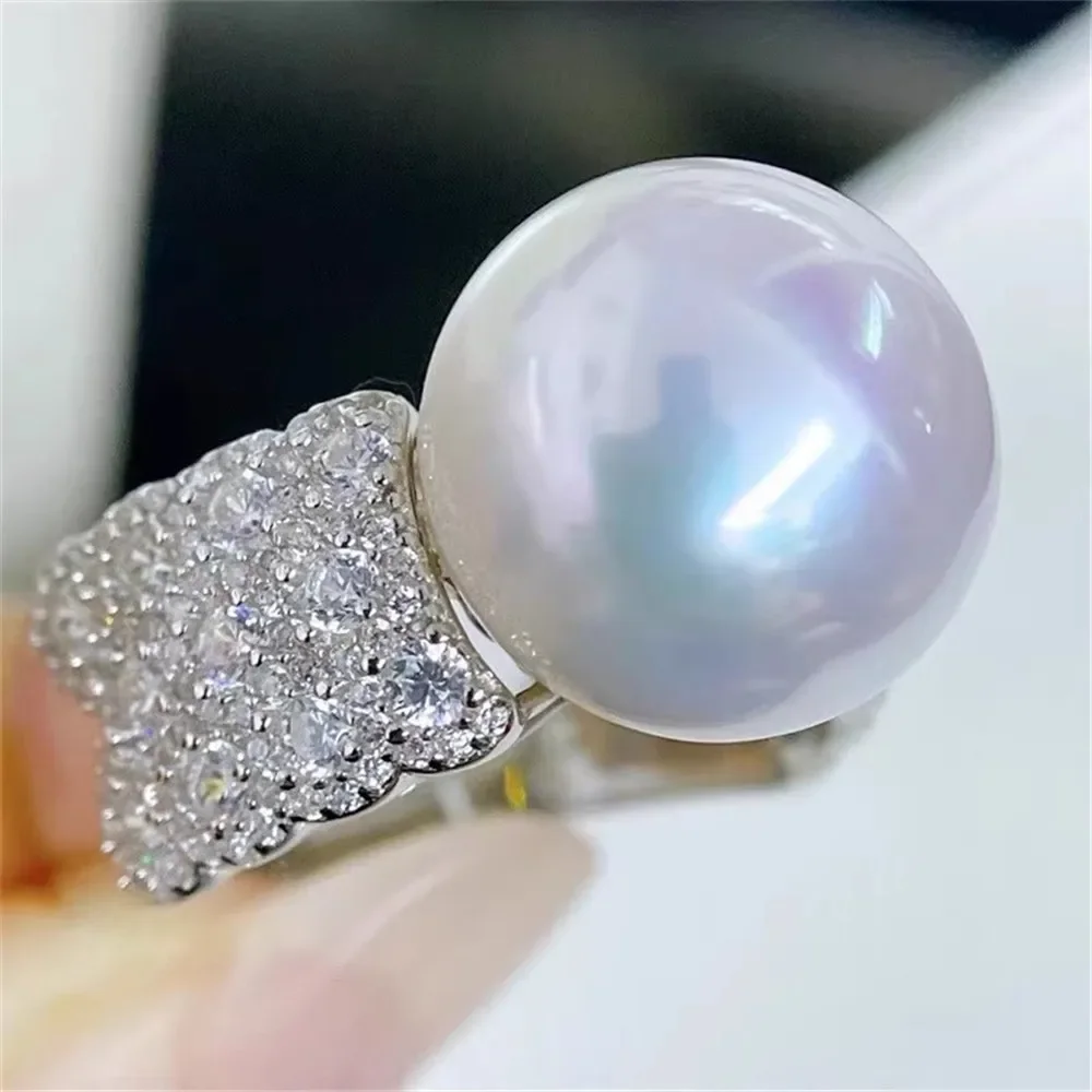 

DIY жемчужные аксессуары, сумка 18 карат, золото, медь, толстое позолоченное кольцо для тяжелой промышленности, роскошное кольцо с полным цирконом 13-16,5 мм