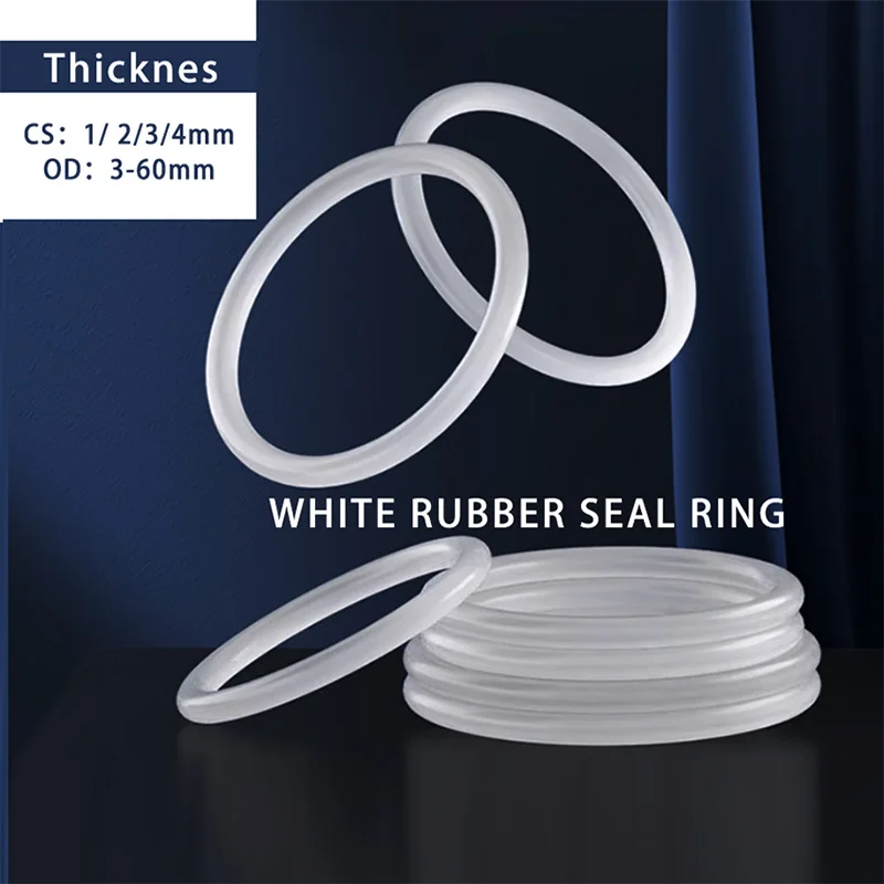 5~100pcs VMQ O Ring Thickness CS1/ 2/3//4mm White Rubber Seal Rings OD3-60mm Heat-Resistant Food Grade SiliconeGasket Waterproof