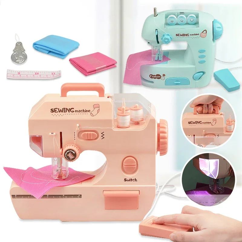 Electric Mini Sewing Machine Kids Toy Mini Furniture Toy Educational Toys DIY Creative Gifts Children Gift Pretend Play Games