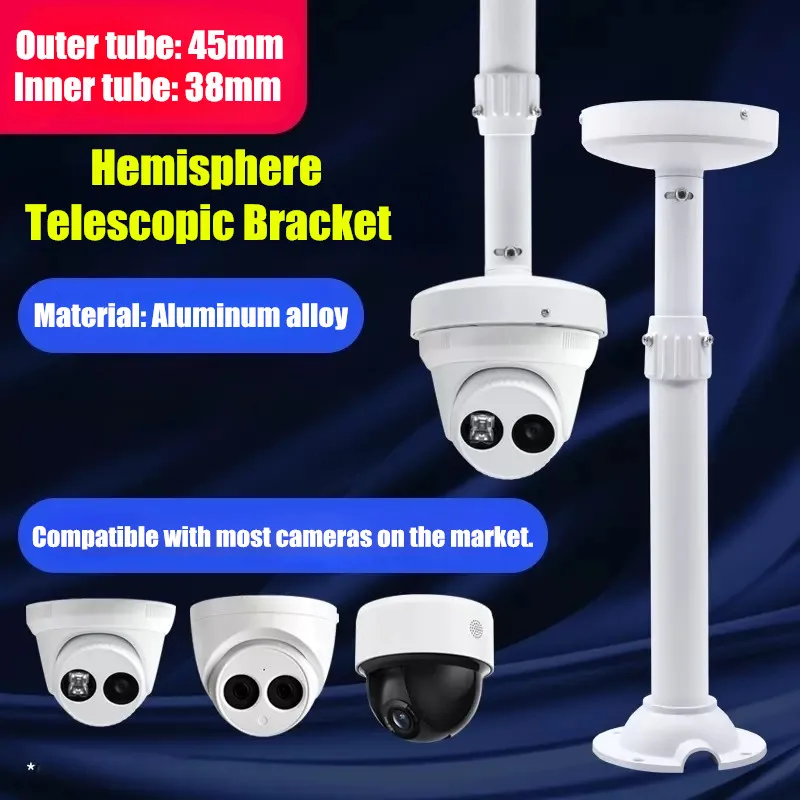 White/Black Universal Security Surveillance Dome Camera Ceiling Mount Bracket Holder Lengthen Hemispherical Telescopic Support