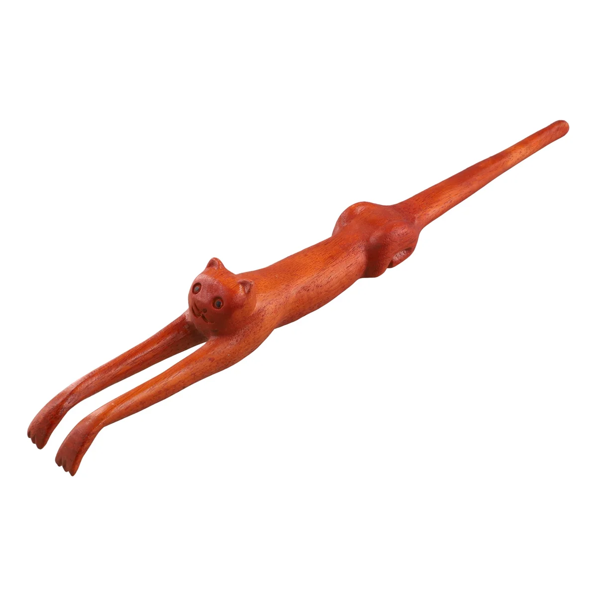 Grattaschiena a forma di gatto Tiragraffi per la schiena in legno Anti-prurito Massaggiatore con manico lungo Statua di gatto animale Grattaschiena Alleviare