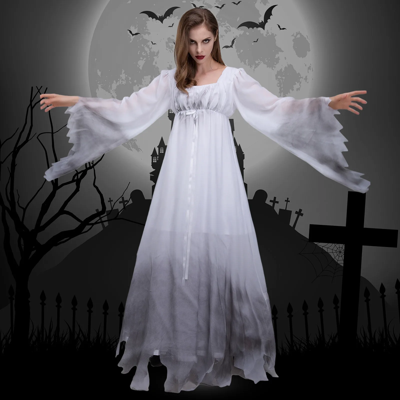 2024 nuovo Halloween spaventoso abito da sposa fantasma strega costumi Cosplay per le donne abiti medievali gotici abbigliamento vampiro Horror