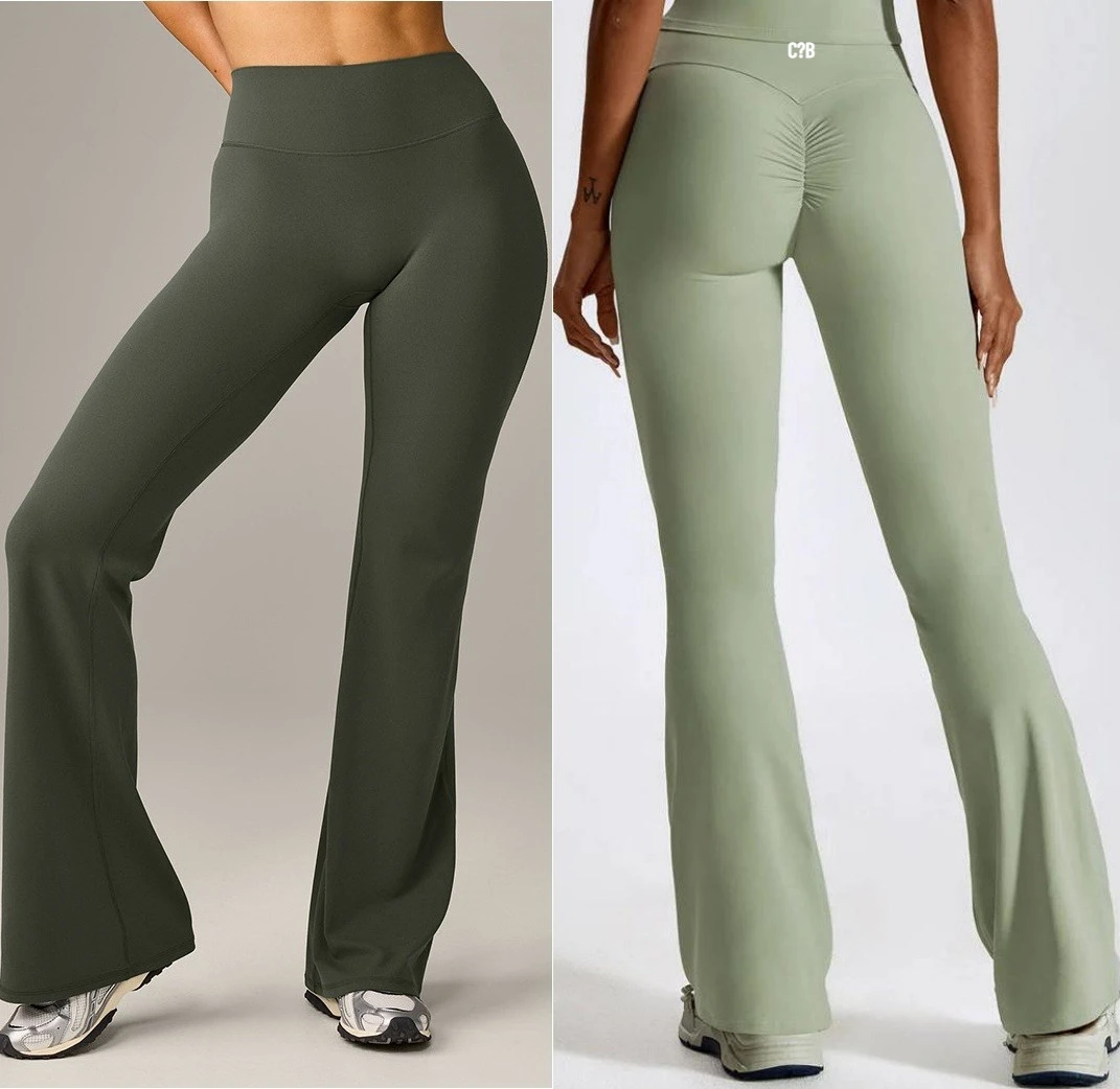 C-B High Waist Flare Yoga Pants for Women Naked Feeling Stretchy Bootleg Leggings Tummy Control Workout Gym Pants