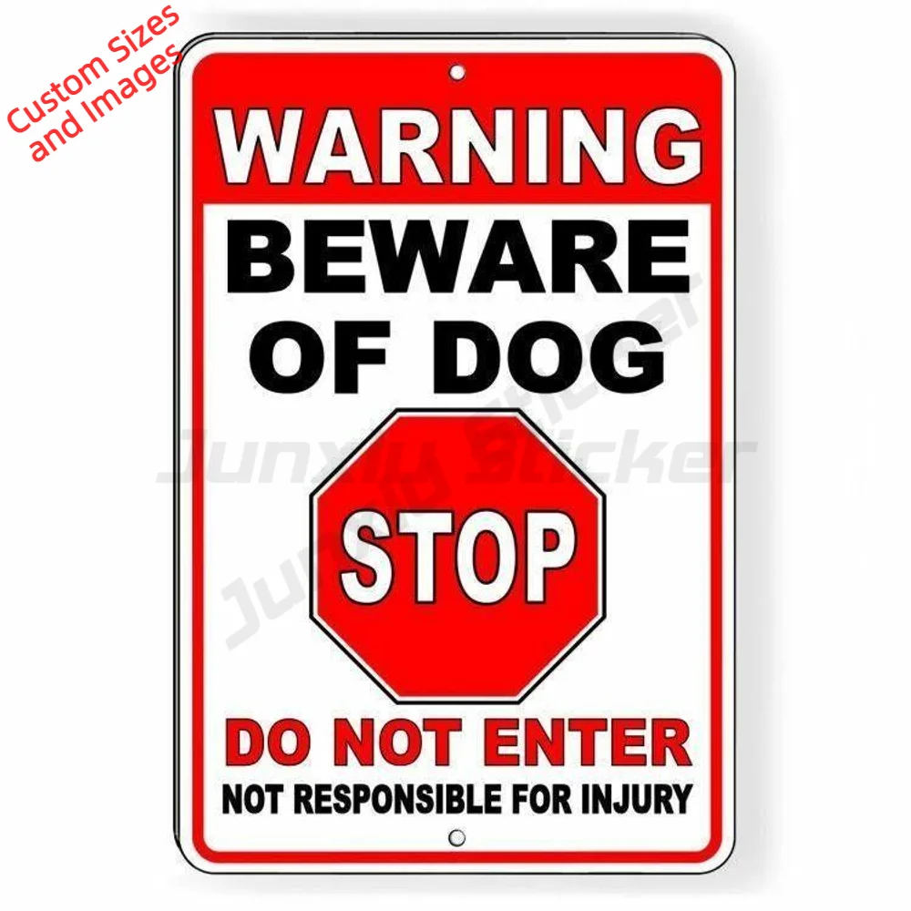 Warning Beware Of Dog Stop Do Not Enter Waterproof UV Resistant PVC Sticker For Gate Decal Bold Lettering Dog Warning Label