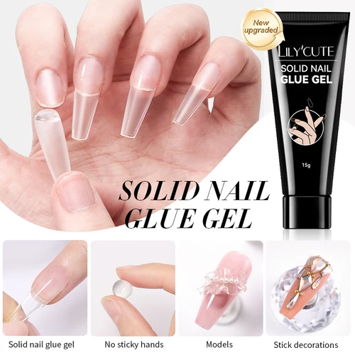 Imagen 2 del producto LILYCUTE-pegamento adhesivo para puntas de uñas de Gel suave, 15g, función de extensión de uñas postizas transparente, Gel adhesivo para uñas de larga duración, manicura DIY