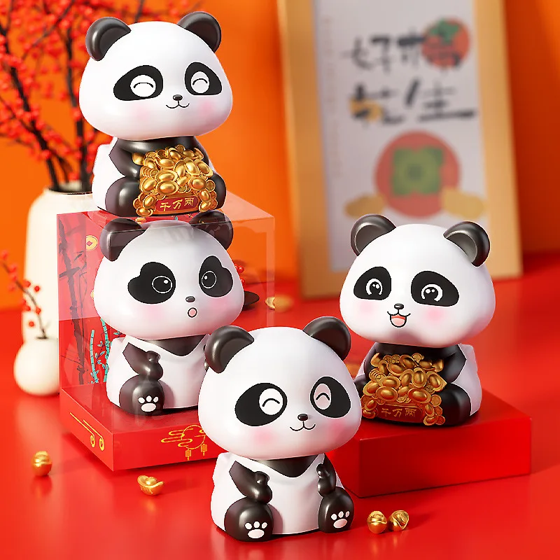 

1pc Solar Powered Cartoon Swing Panda Car Dashboard Shaking Head Decor Auto Interior Panda Figurines Toy Cars Accessories