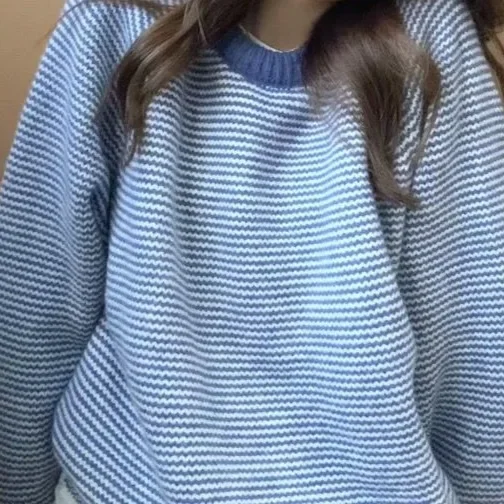 الرجعية الكورية نمط الأزرق سترة المرأة فضفاضة ملابس خارجية جديدة غير رسمية مخطط كتلة اللون الصيف كسول نمط طاقم الرقبة الأعلى