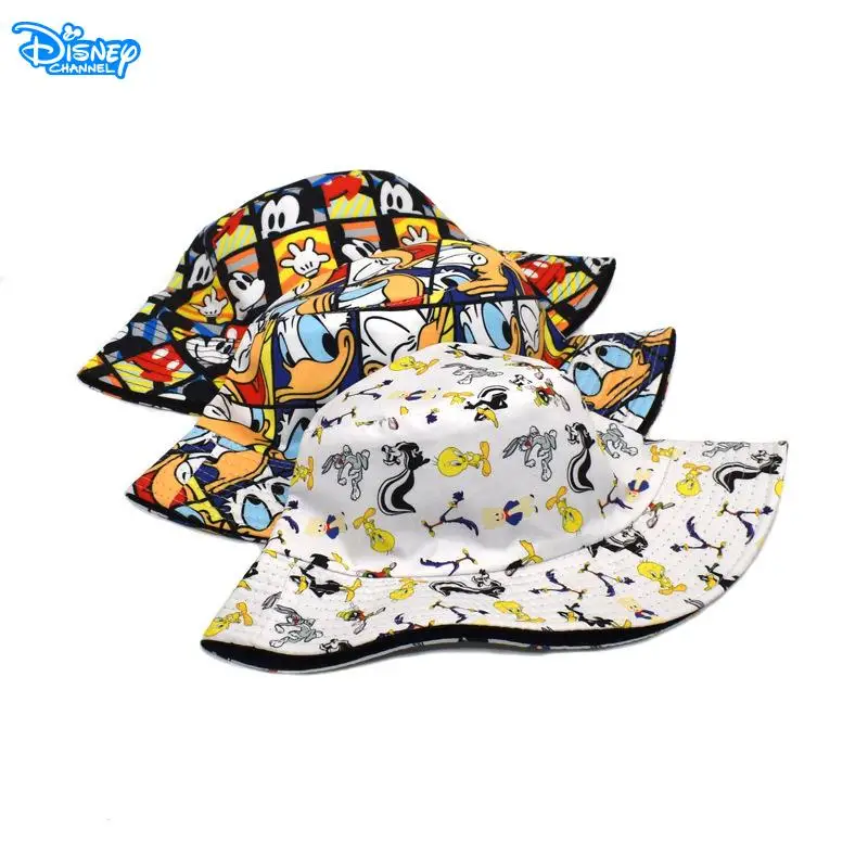 2024 Disney Mickey Mouse Children\'s Cap Girls Fashion Bucket Hat Donald Duck Men Women Travel Panama Hat Outdoor Sun Hat Gifts