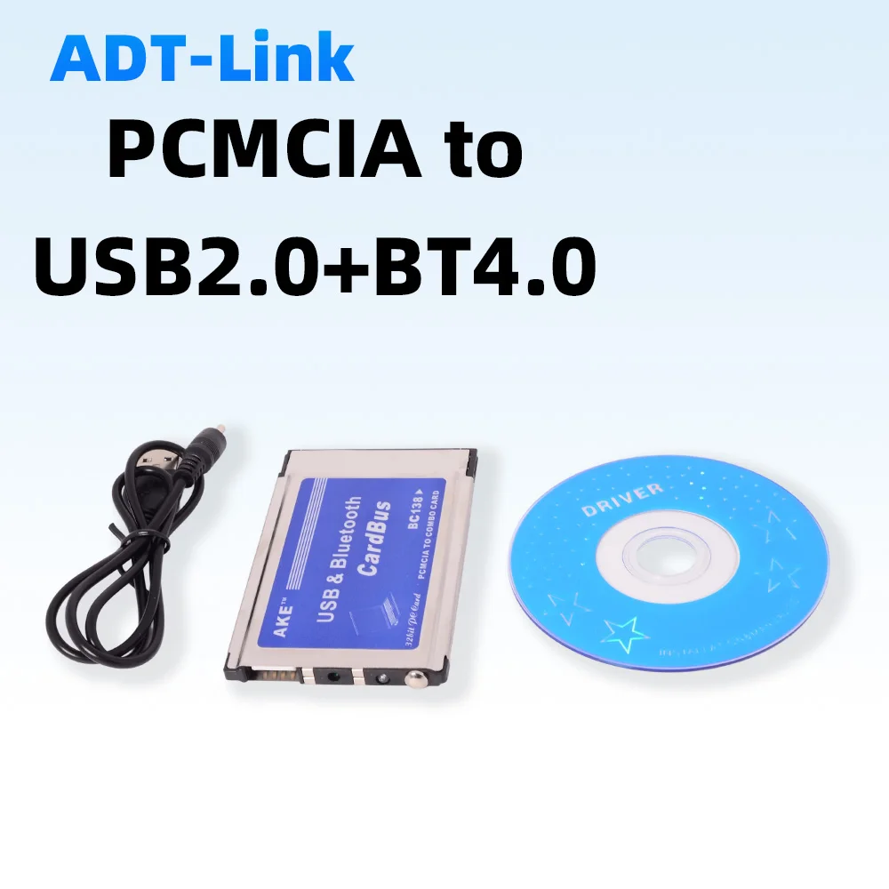 ADT-Link NEC Core PCMCIA To USB 2.0+BT4.0 Bluetooth 4.0 V4.0 AKE with Antenna  Power Cord Cable Bluetooth Card Bus 32bit COMBO
