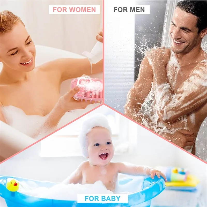 New Double-Sided Massage Shower Brush With Soft Bristles Comfortable For Children And Adults Silicone Shampoo Shower Brush