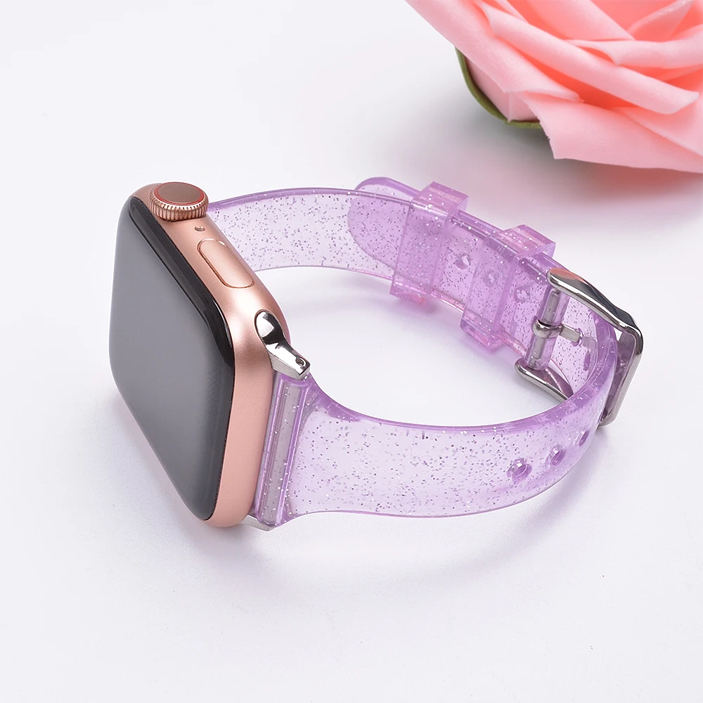 Shiny Slim strap For Apple Watch Ultra Band 44mm 40mm 41mm 42mm 38mm 45mm TPU Glitter bracelet iWatch Series 49mm 8 7 6 5 4 3 SE