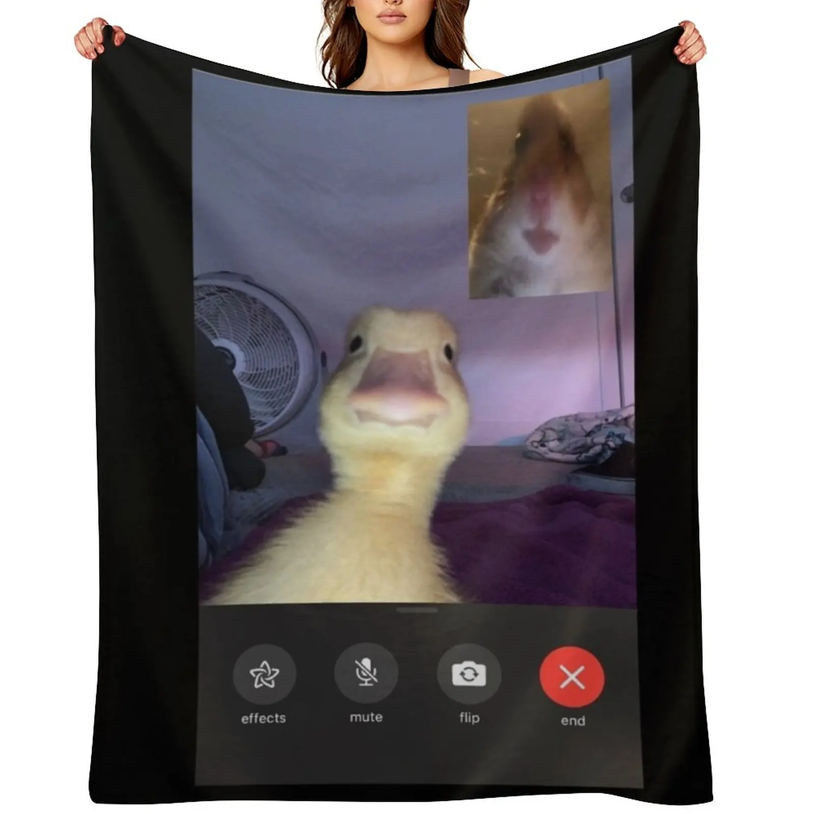 

Duck and Hamster Facetime meme Throw Blanket Flannel Quilt anime Luxury Throw Blankets