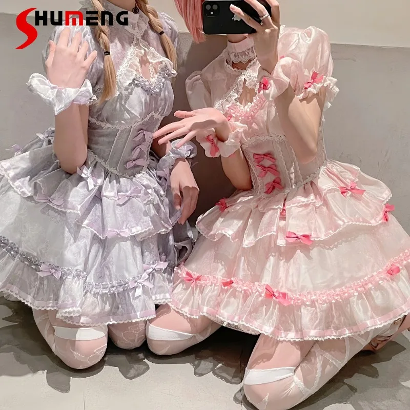 

Japanese Lolita Style Dress Lolita Sweet Spring Summer Dresses Beautiful Strap Dress Princess Costume Cosplay Women's Clothes