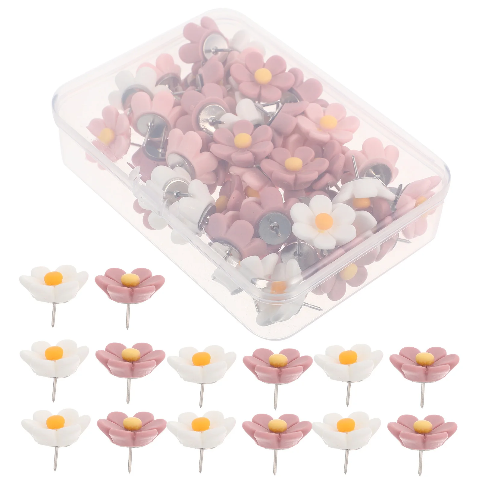 50Pcs Flower Decorative Thumbtacks Push Pins Spring Theme Cork Board Tacks Photo Display Pins Bulletin Board Office Home