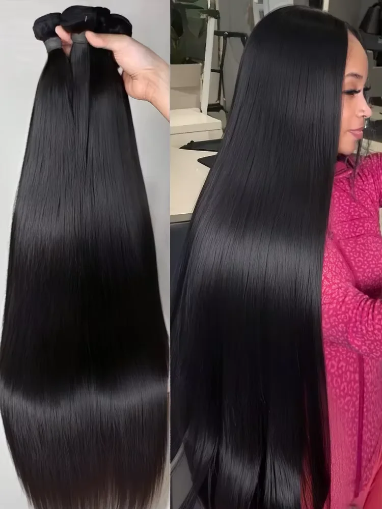 

30-дюймовые прямые пучки человеческих волос 16A 4/5/6 шт. 100% человеческие волосы необработанные бразильские необработанные пучки волос для наращивания для женщин