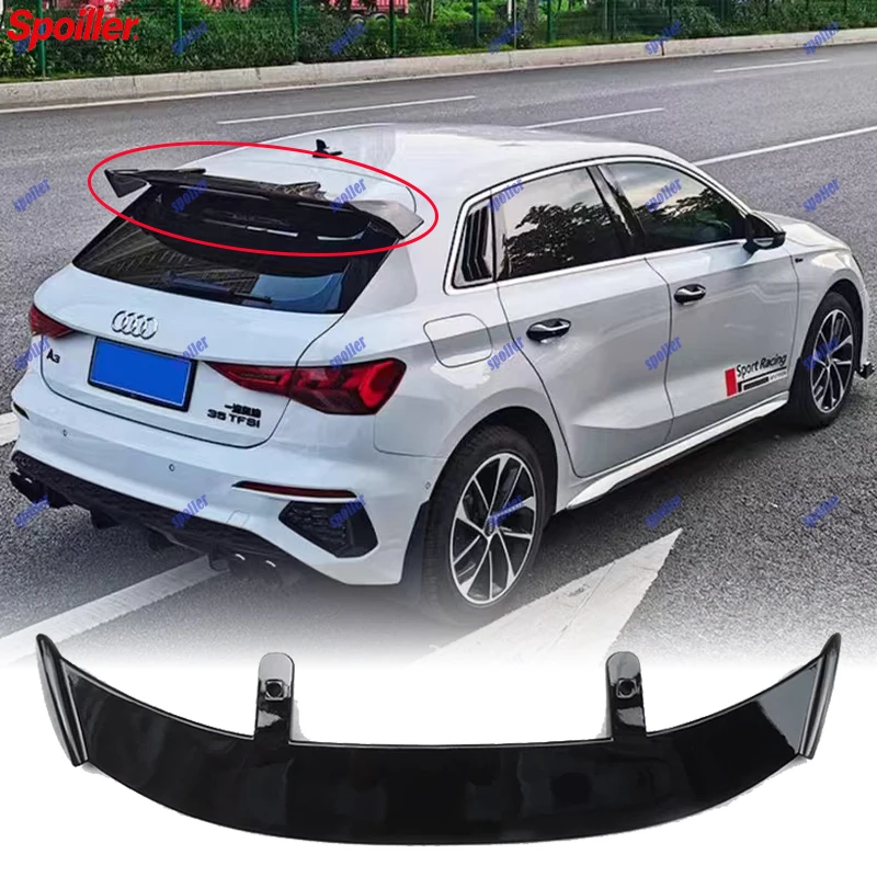 GLossy Black Spoiler for Audi A1 Sportback Q2 Q3 Q5 Q7 A3 Hatchback Universal Carbon Surface Rear Trunk Wing Accessories - view 5