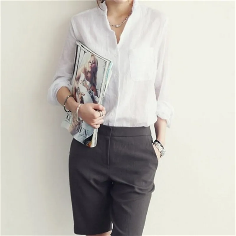 Loose Korean College Style Shirt Large Size Button down Female Neutral Style Polyester Short Sleeve Ultra Light Regular Length