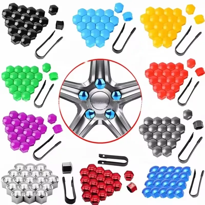 17mm/19mm/21mm 20Pcs Car Wheel Nut Caps Protection Covers Caps Auto Hub Screw Cover Black Car Tire Bolt Nut Cap Tyre Decoration