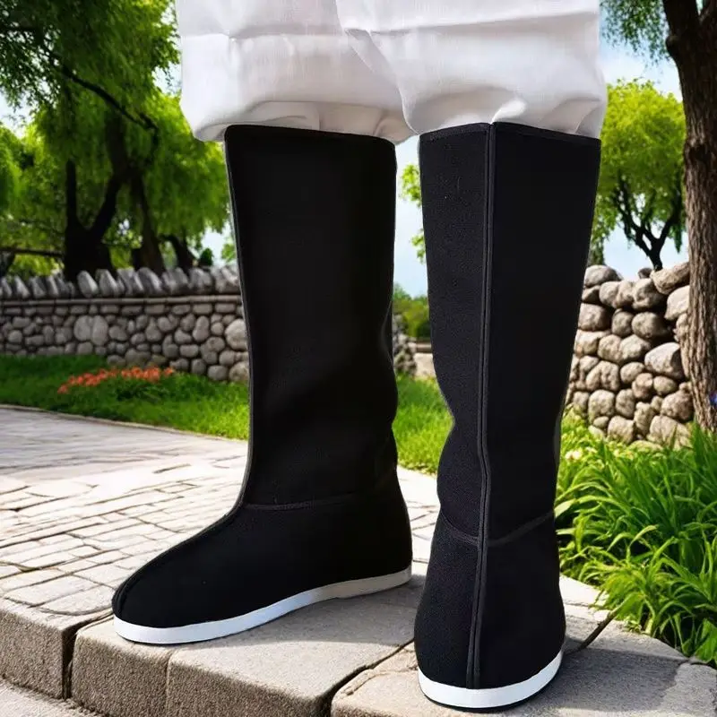 

Flat Sole Black Chinese Ancient Boots Cloth Boots Antique Warrior Hero Swordsman Hanfu Cosplay Shoes Cheap