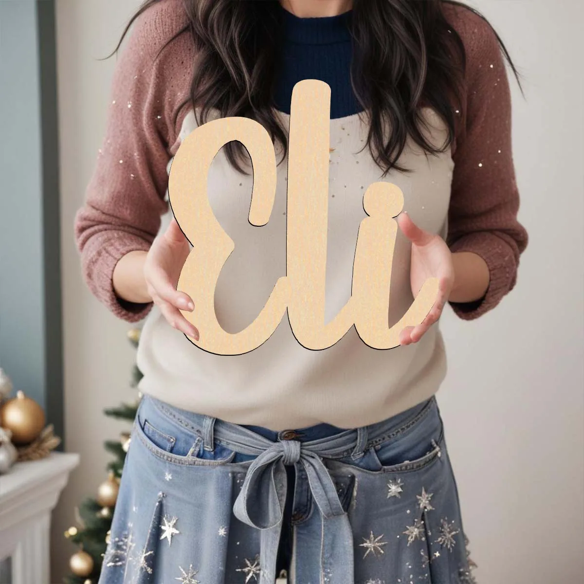 1pc Funny Eli example Customized Name Wooden Plaque Laser-Cut Sign Wooden Sign Handcrafted with Elegant Cursive Lettering