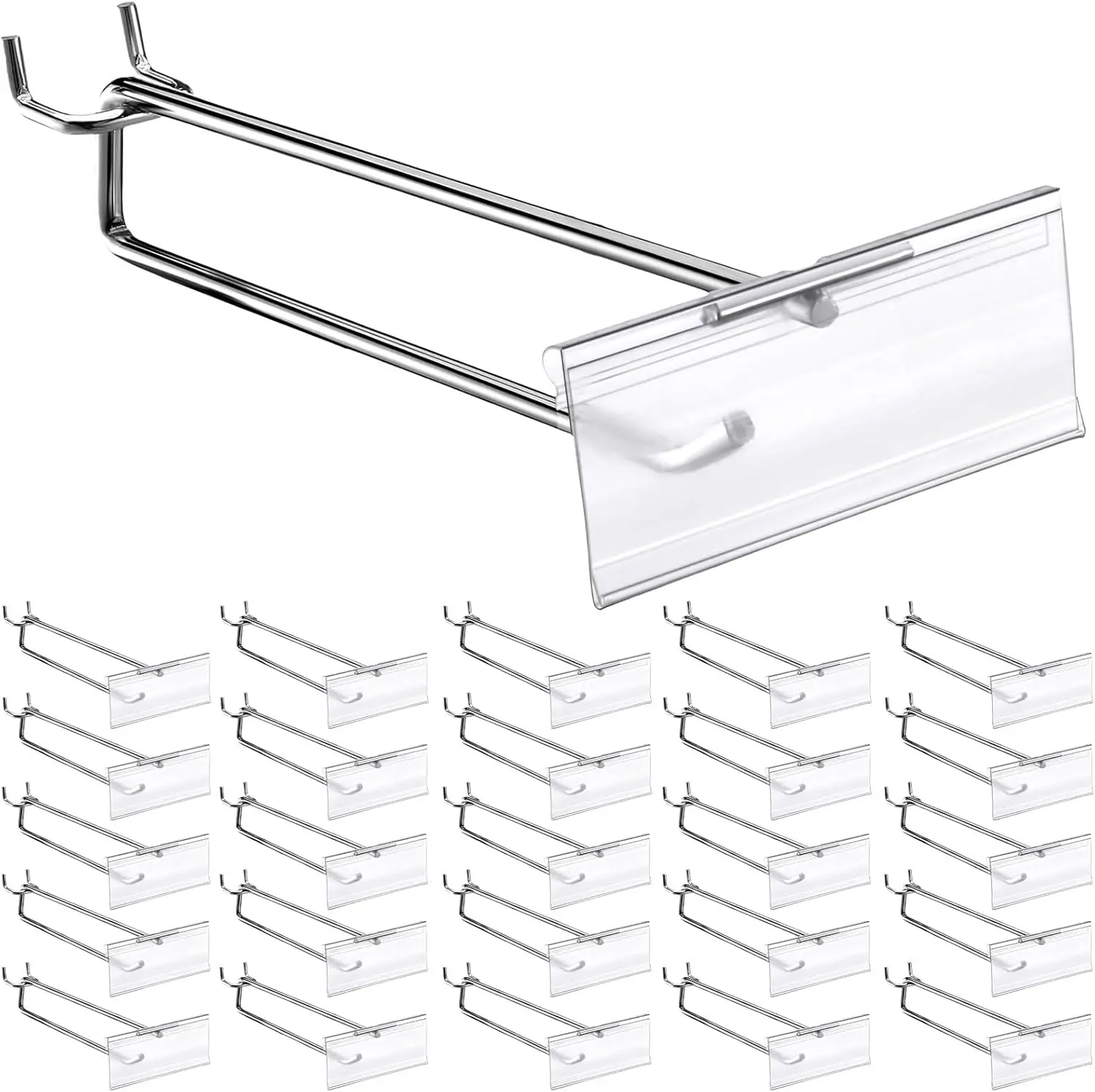 

50 шт. металлических крючков для сканирования этикеток с держателем для наклеек на перфорированные панели, настенные аксессуары, принадлежности для демонстрации товаров в гараже (8 дюймов)