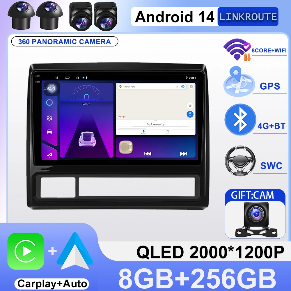 

Android 14 8 core CarPlay For Toyota Tacoma 2 HILUX 2005 -2015 Car Multimedia Player Screen 5G Wifi GPS Bluetooth Touch Display