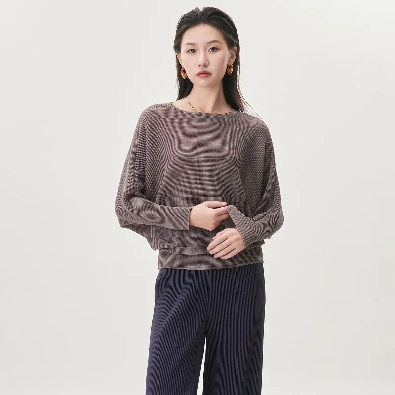 

Miyake Plus Size Women's 2025 Fall New Arrival Long-Sleeve Top Korean Style Loose-Fit Slimming Versatile Sweatshirt Base Layer
