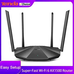 Tenda-スマートwifiルーターax1500,デュアルバンド,4x6dbi,高ゲイン,3つのLANポート,ax2/cx2