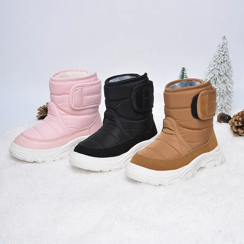 Children Winter Warm Snow Boots Baby Anti-slip Soft Thicken Sole Short Boots Girls Fashion Hook Shoes Boys Waterproof Snow Boots