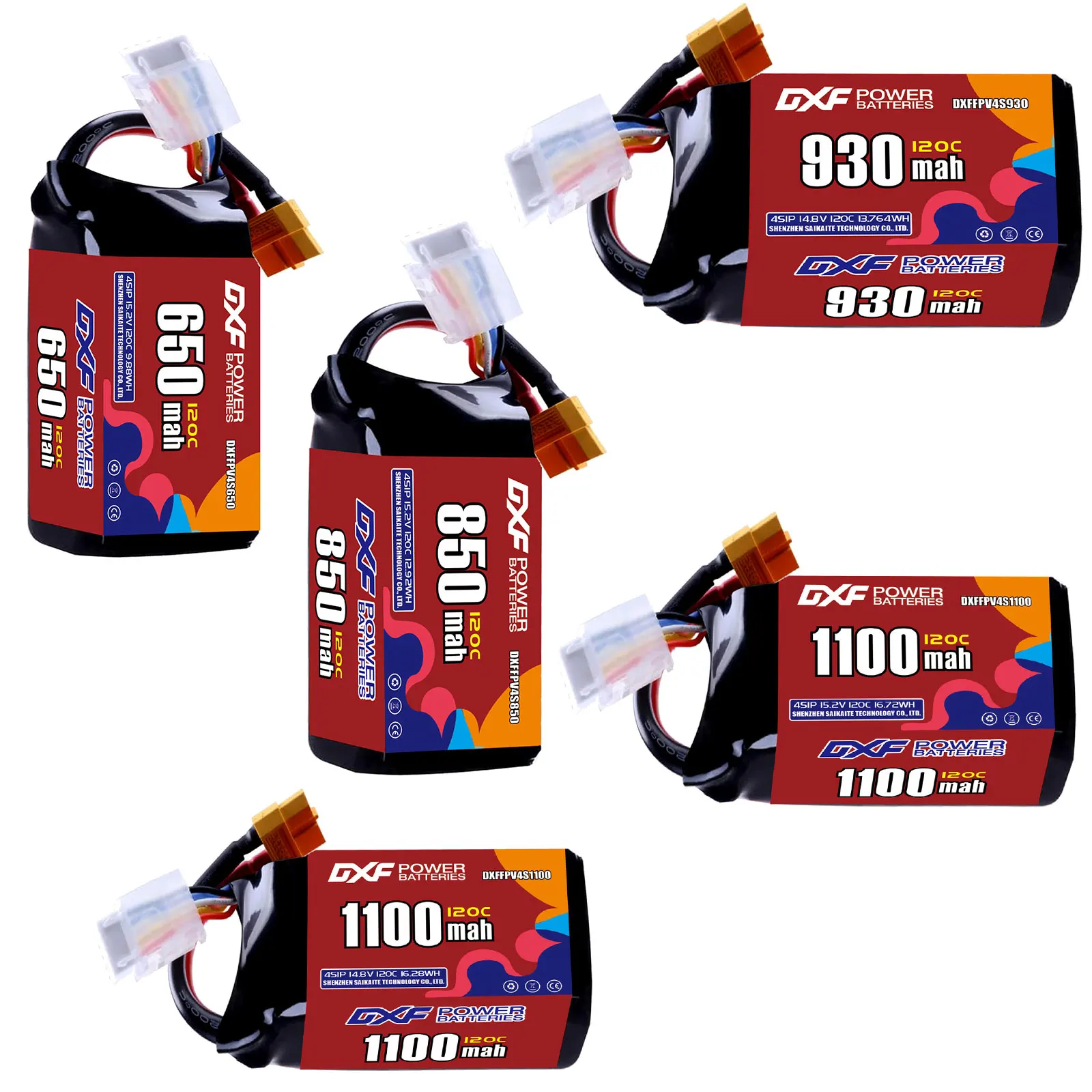 4S 14.8V DXF Lipo 120C 650mAh 850mAh 930mAh 1100mAh HV NV with XT30 XT60 JST Plug Airplane Helicopter Quadcopter FPV Drone