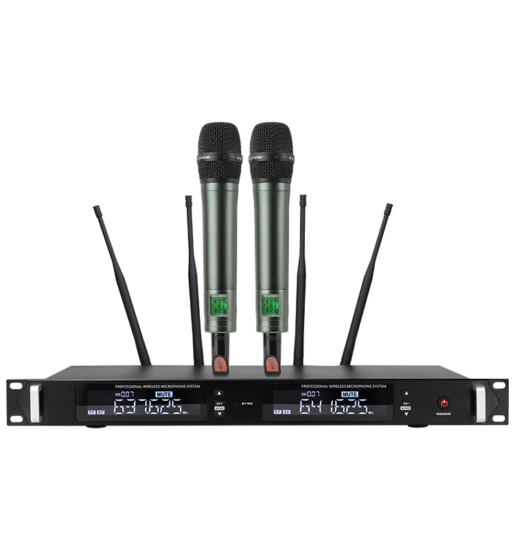 best dual channels professional UHF pll wireless microphone for karaoke teachers