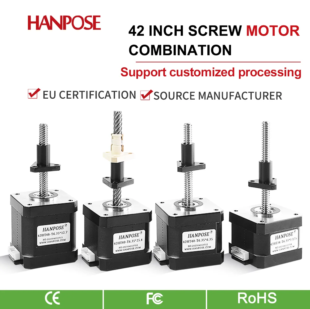 hanpose NEMA17 17HS3401-T6.35 British trapezoidal screw motor lifting micro motor 24V high torque high-speed