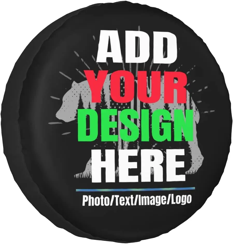 

Custom Spare Tire Cover, Personalized Tire Cover Add Your Own Design Image Text, Customized Weatherproof Dust-Proof Universal Wh