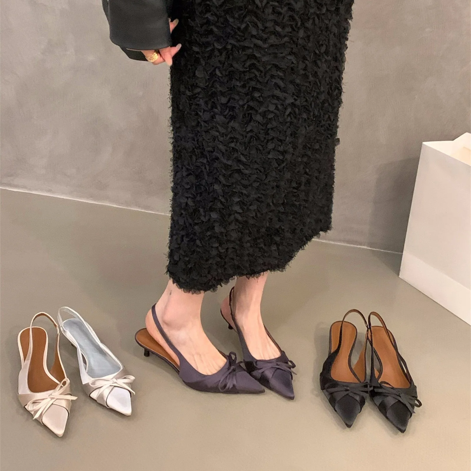 

Summer High Heel Butterfly-knot Women Sandals Fashion Pointed Toe Singbacks Shoes Ladies Elegant Dancing Party Pumps