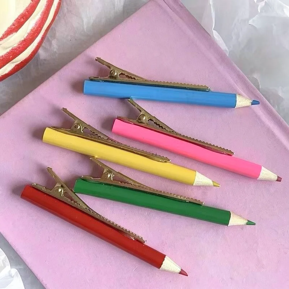 Unique Stationery Pencil Hair Clips Cute Funny Barrettes Decorative Headwear For Women Students Side Hair Styling
