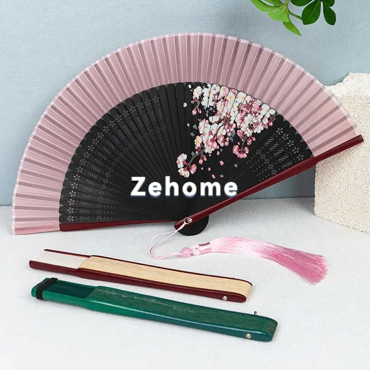 Ancient style spray painting cherry blossom female fan Hanfu cheongsam dance fan shooting props summer daily Chinese ancient