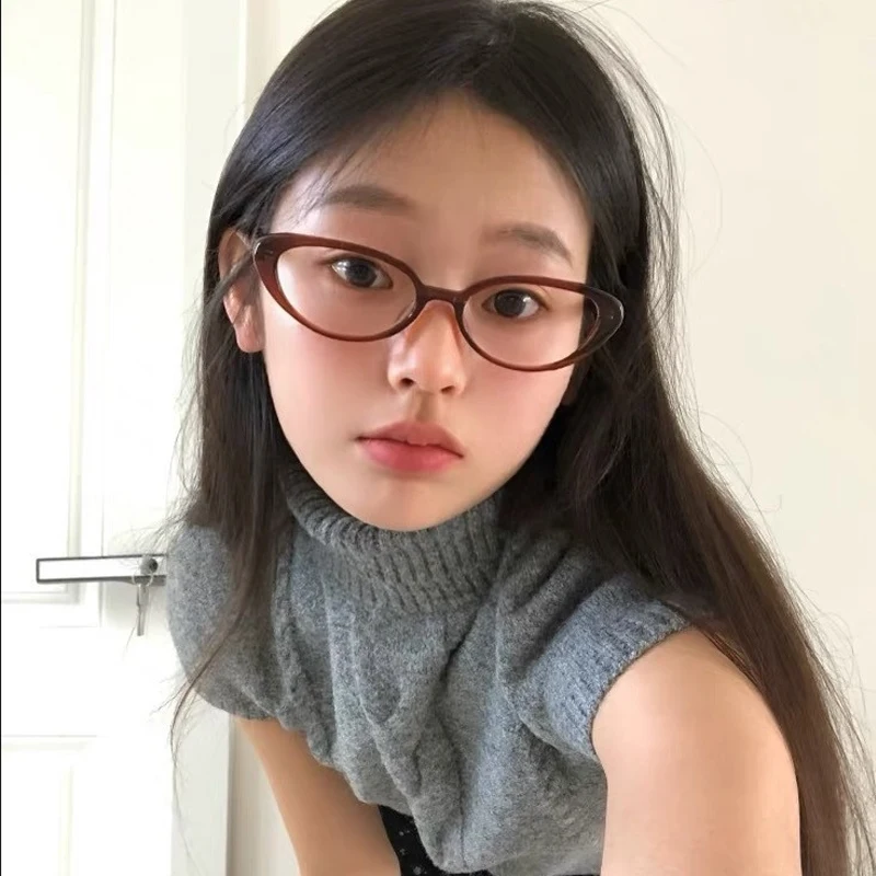 3 قطعة نظارات عين القطة الصغيرة الموضة النساء الكلاسيكية المضادة للضوء الأزرق إطار النظارات البصرية الإناث كتلة اللون النظارات ﻿