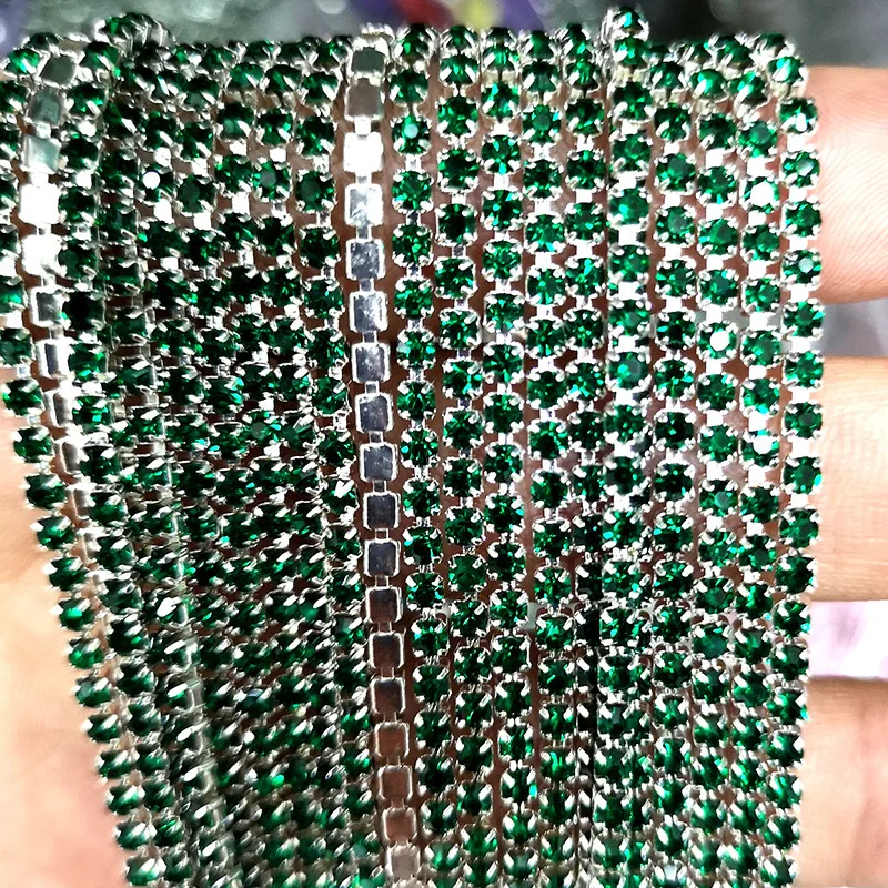 10 Yards Strassbesatz 2 mm Glitzer Kristallkette Hochzeit Party Geschenk DIY Kunst Dekoration Kleidung Hut Tasche Zubehör Strass – Detail 5