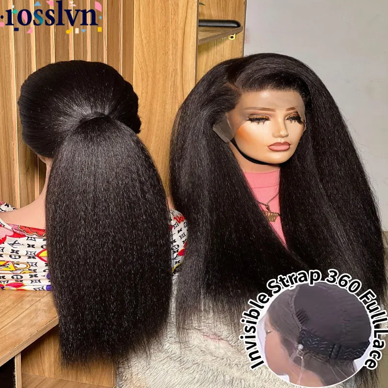 

Rosslyn Прямые парики из натуральных волос Черный парик 1B 360 Полный парик шнурка 250% Плотность Невидимый ремешок Предварительно выщипанные Отбеленные завязки