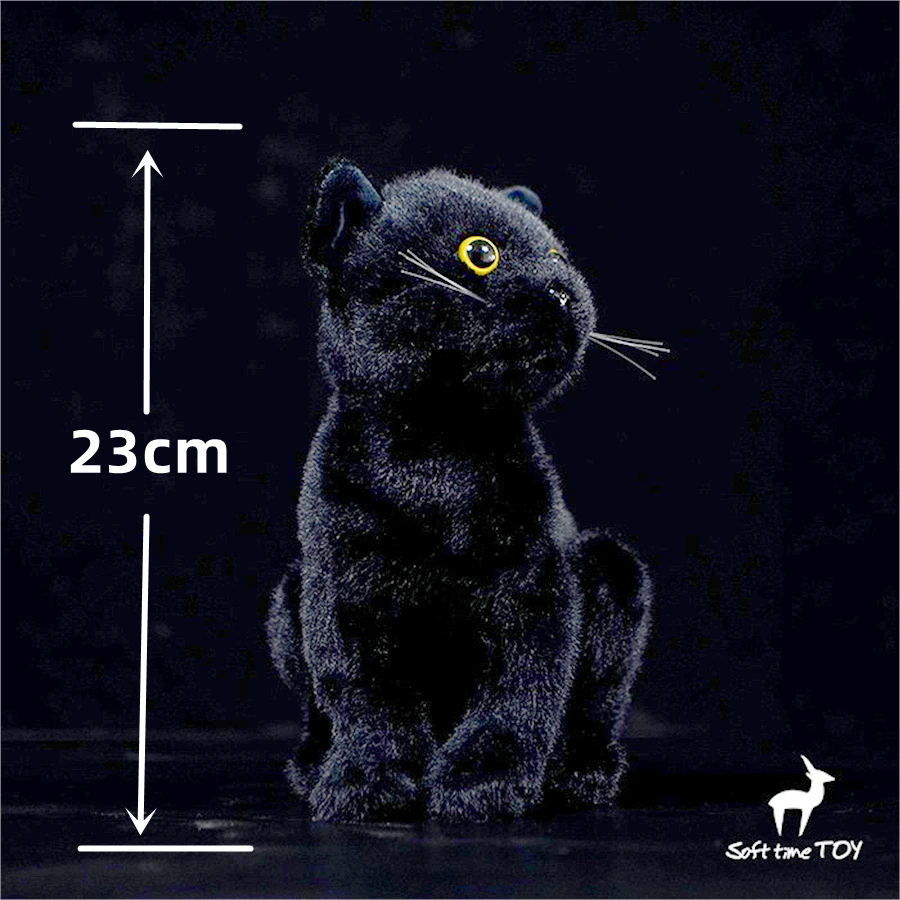 Black Cat High Fidelity Anime Cute Plushie Black Panther Plush Toys Lifelike Animals Simulation Stuffed Doll Kawai Toy Gifts Kid