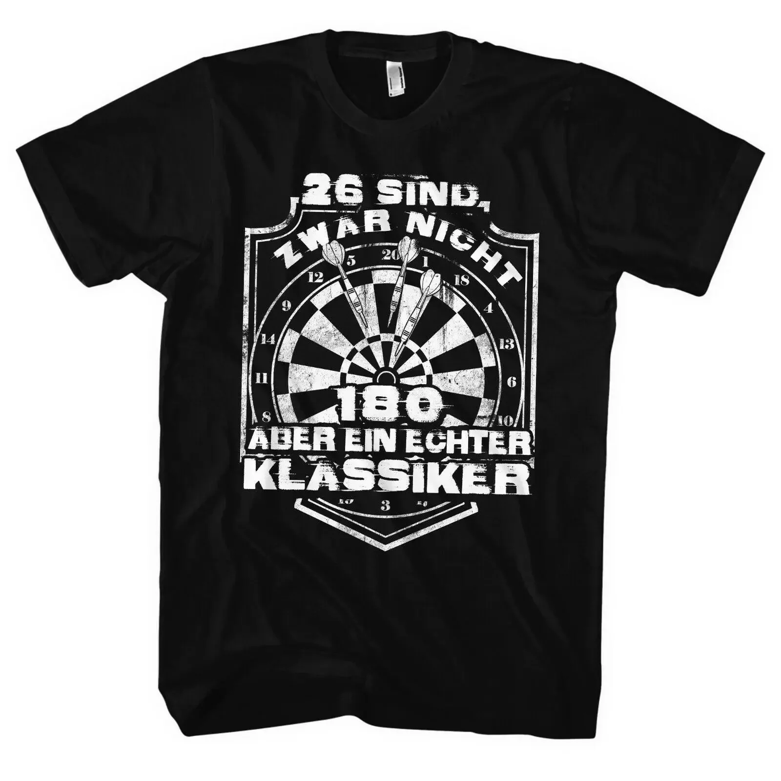 Der Klassiker 26 sind nicht 180 Männer Herren T Shirt Dartspieler Dartclub vintage Washed Soft Unisex Slightly Breathable