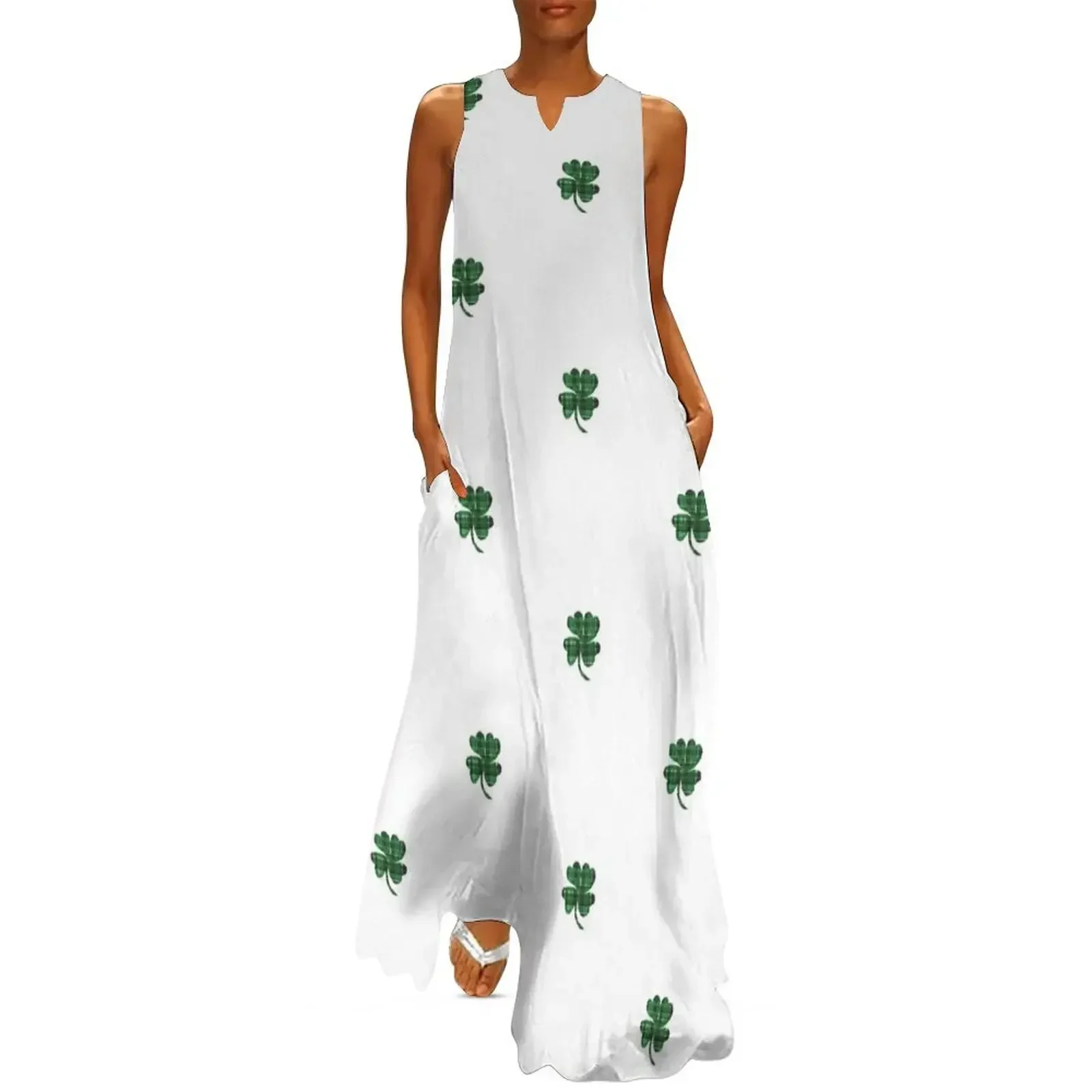 

Four Leaf Plaid Clover Long Dress clothes for woman beach dresses summer dresses Dress