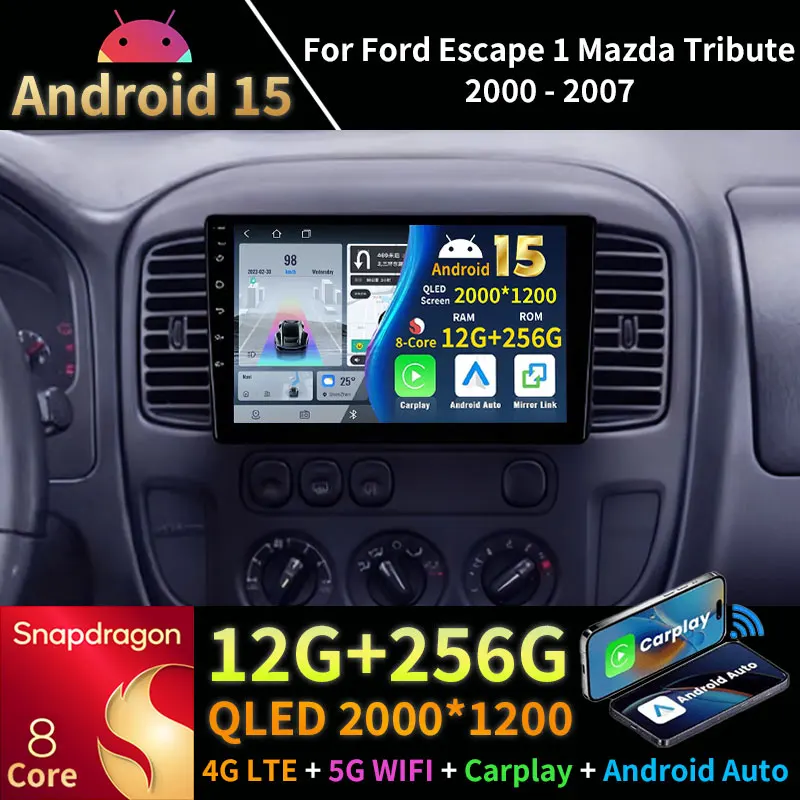 Android 15 Car Radio For Ford Escape 1 Mazda Tribute 2000 - 2007 Multimedia Stereo Player NAVI DSP Head Unit Wireless Carplay BT