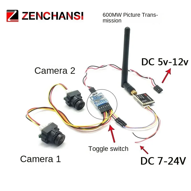 VRX Parts Dual Camera Image Transmission Set Time Traveling Aircraft FPV Front and Rear Combination Image transmission switch