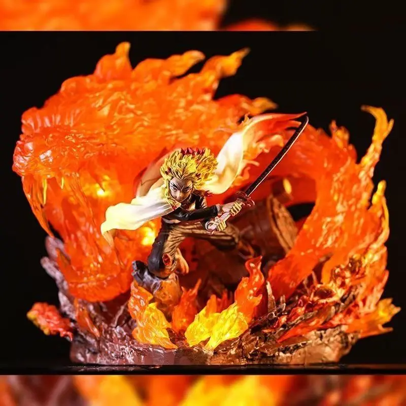 

27 см Demon Slayer Rengoku Kyoujurou Fire Pillar аниме фигурка модель статуя коллекция для мальчиков украшение для рабочего стола орнамент игрушки подарки